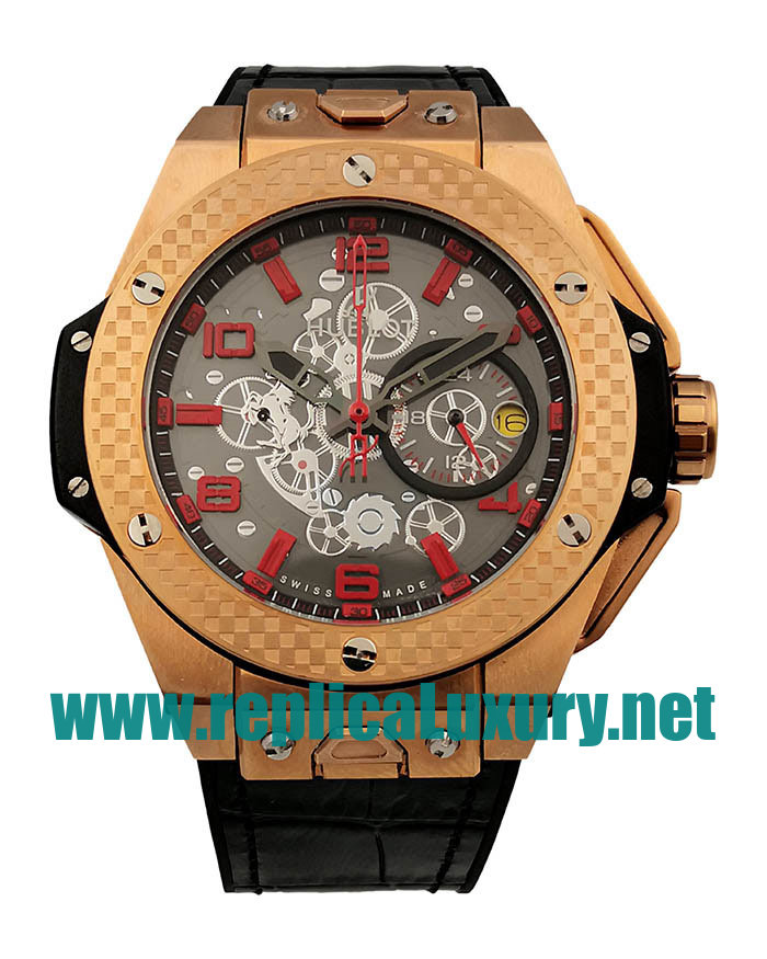 Men Rose Gold And Steel Hublot Big Bang 411.OX.1180.LR.WPT15 48MM Black Dials Replica Watches UK