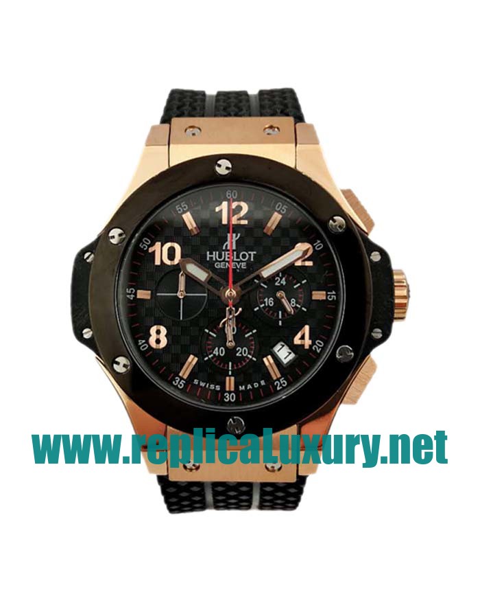 Men Red Gold Hublot Big Bang 301.PB.131.RX 44MM Black Dials Replica Watches UK