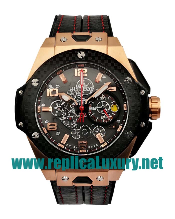 Men Rose Gold Hublot Big Bang 401.OQ.0123.VR 44MM Black Dials Replica Watches UK