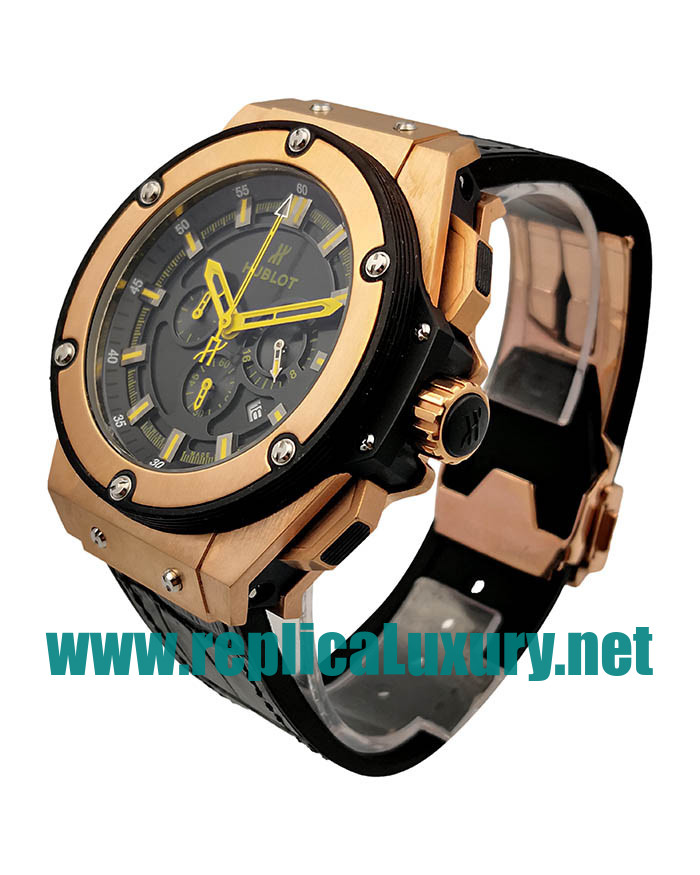 Men Rose Gold Hublot King Power 171626 46MM Black Dials Replica Watches UK