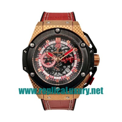 Men Rose Gold Hublot King Power 716.QO.0123.GR.EWC14 46MM Skeleton Dials Replica Watches UK