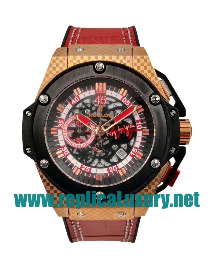 Men Rose Gold Hublot King Power 716.QO.0123.GR.EWC14 46MM Skeleton Dials Replica Watches UK