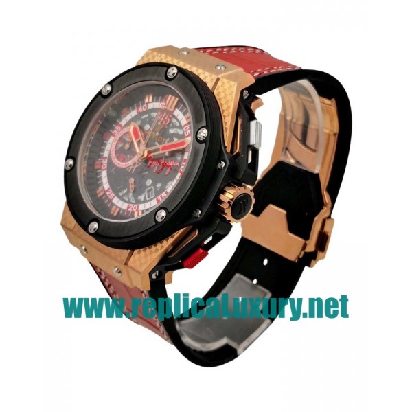 Men Rose Gold Hublot King Power 716.QO.0123.GR.EWC14 46MM Skeleton Dials Replica Watches UK