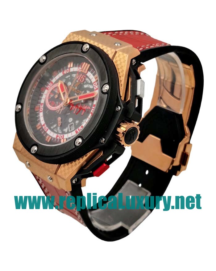 Men Rose Gold Hublot King Power 716.QO.0123.GR.EWC14 46MM Skeleton Dials Replica Watches UK