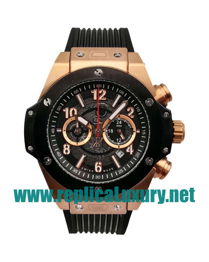 Men Rose Gold Hublot Big Bang 411.OM.1180.RX 44MM Black Dials Replica Watches UK